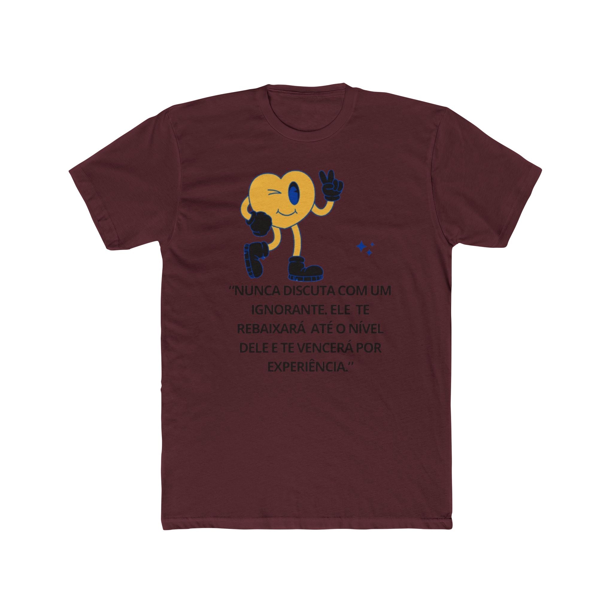 A camiseta "Nunca discutir com um ignorante"